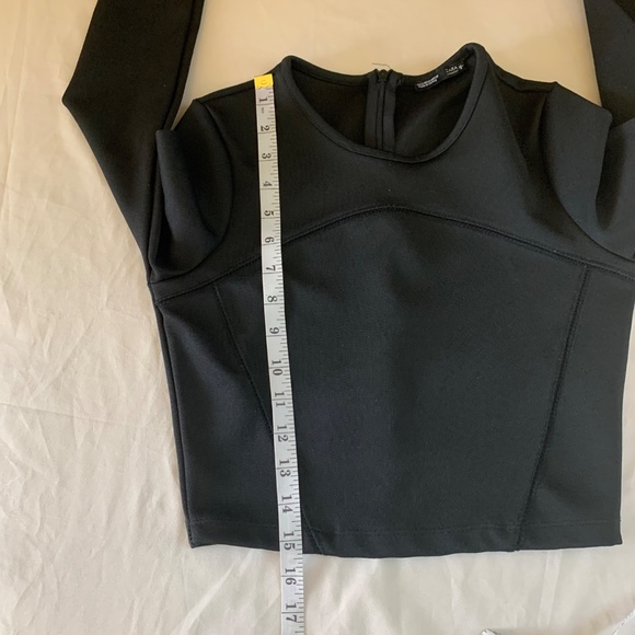 Zara Black Crop Top Long Sleeves - Size Small 💃 - Picture 12 of 12